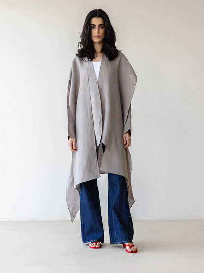 Asymmetric Linen Kimono - Ascia
