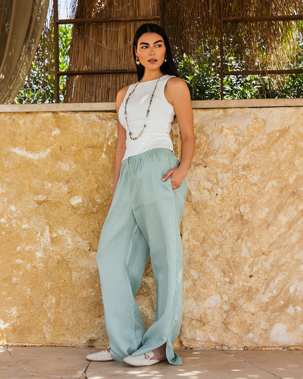 Slit Linen Pants - Tamaa