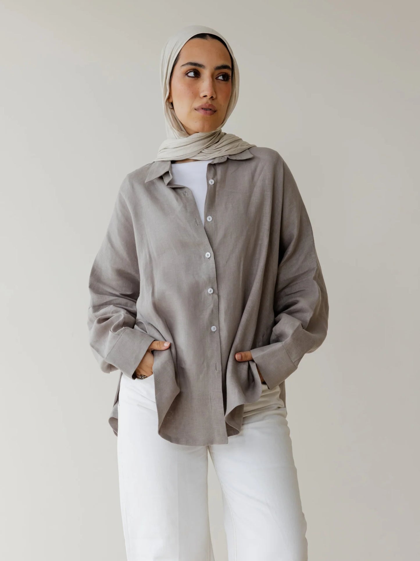 Rounded hem linen shirt - Ascia