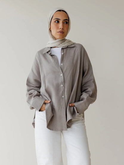 Rounded hem linen shirt - Ascia