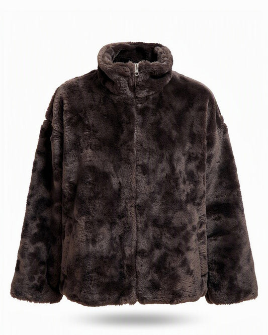 HBShop garment image: Mixed Feelings Fur Jacket - Amalia, BROWN