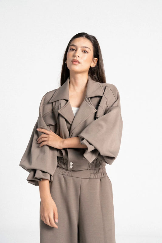 Cuff Cropped Jacket-Taj Sisters
