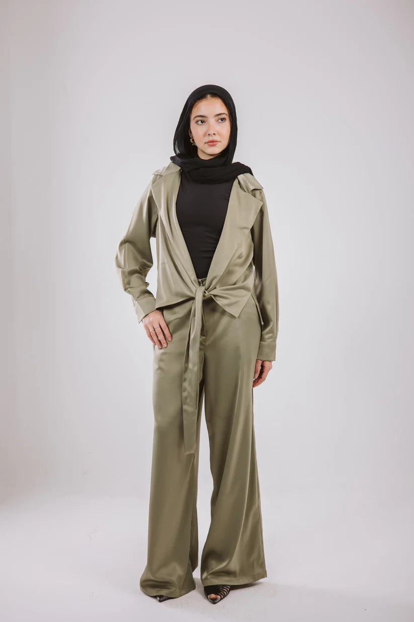 Wrap Satin Set - Maison Taj