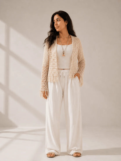 Sun Wave Shimmer Crochet Cardigan - AB Essentials