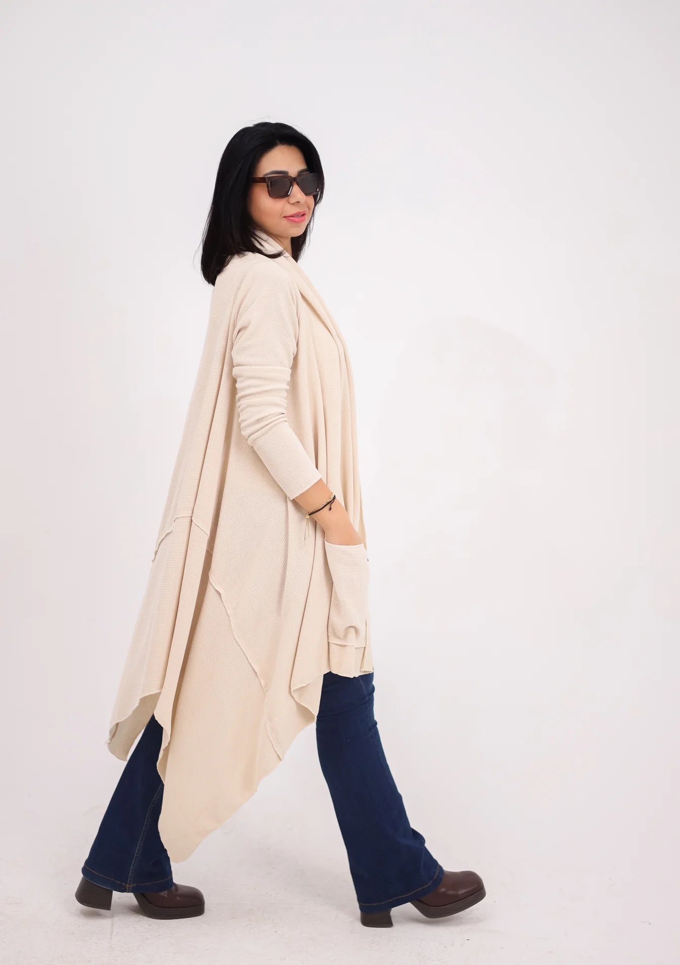 Asymmetrical knit cardigan - Jeno