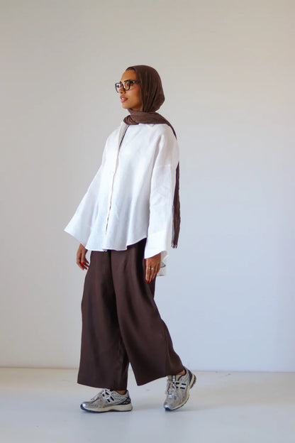 Rounded linen Shirt - Zeyylan