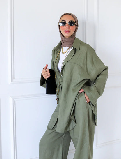 Big Slits Linen Shirt - Zeyylan