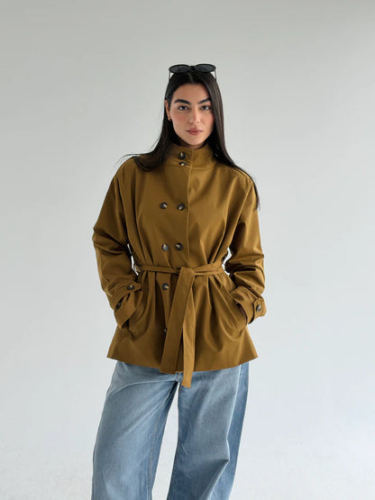 Gabradine short  trench coat - Chiffon