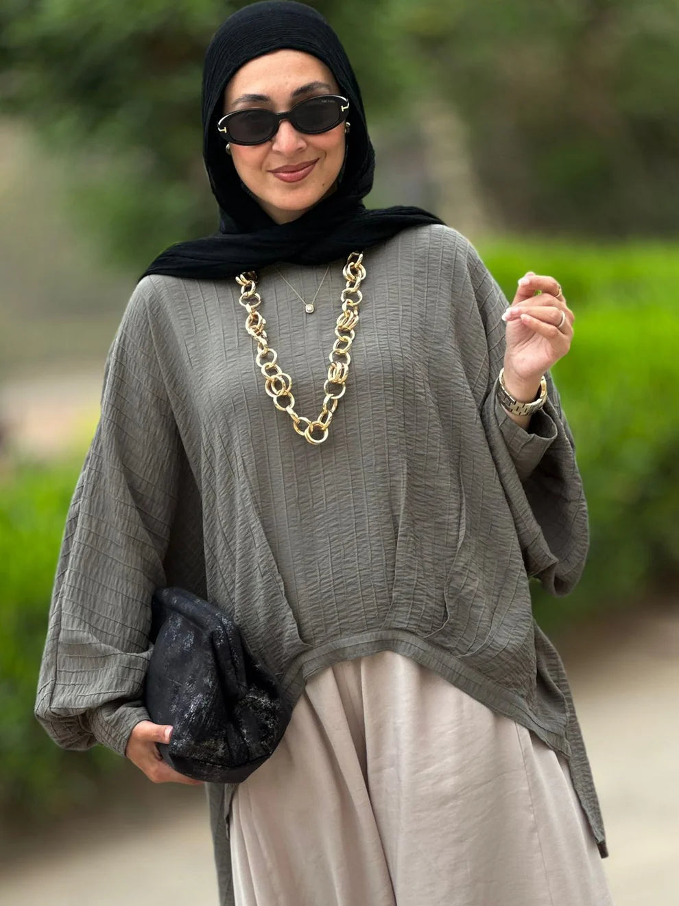 Short high low stripped blouse - Hijab festival