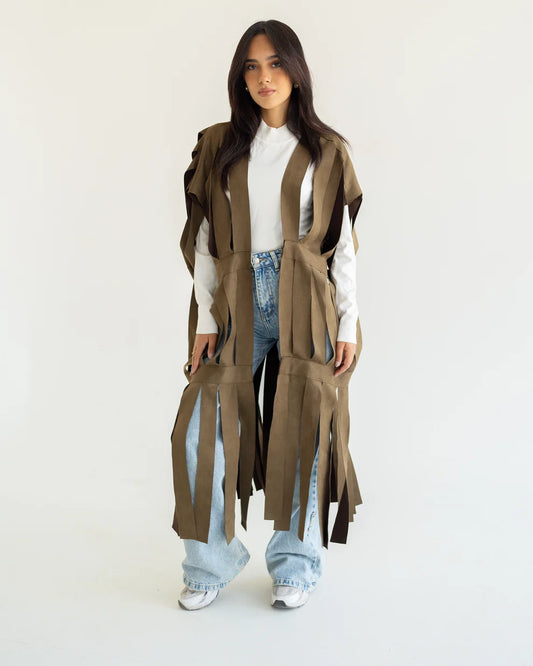 cut out fringes cardigan - Jeno