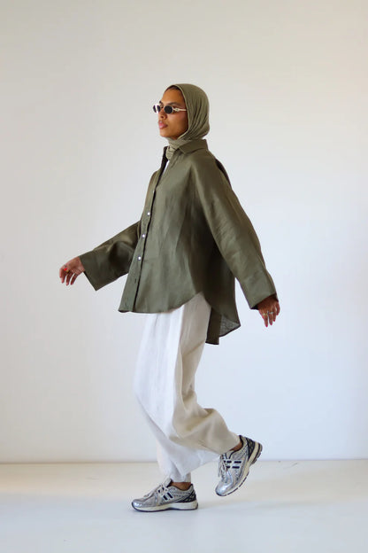 Rounded linen Shirt - Zeyylan