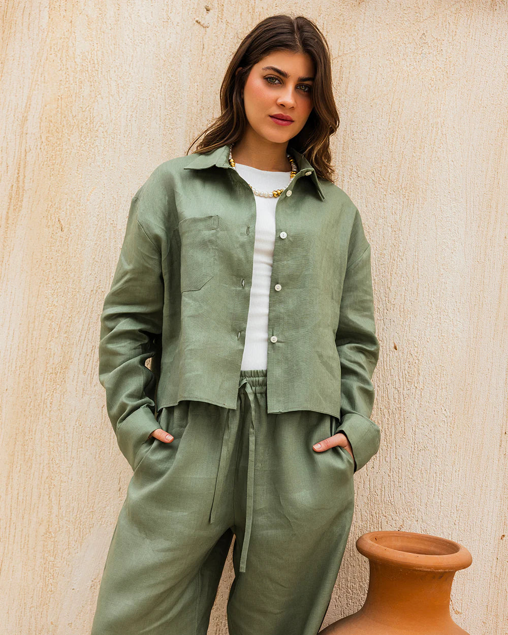 Cropped Linen Shirt - Tamaa