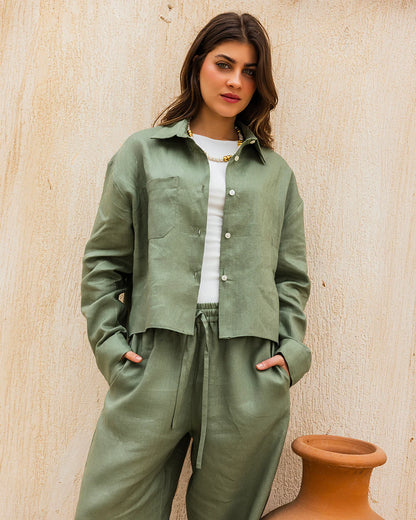 Cropped Linen Shirt - Tamaa
