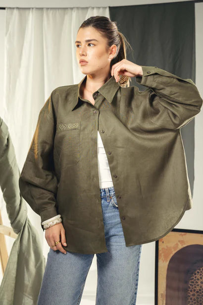 S26-CH62 Oversized embroidered shirt - AED