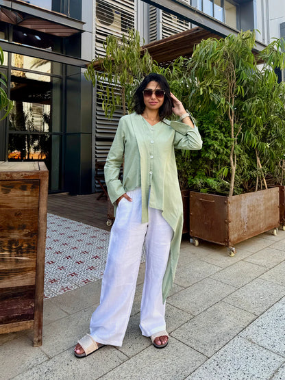 Asymmetric linen shirt - Jeno