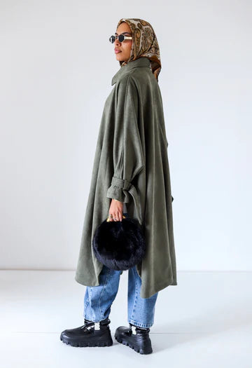 Open sided Suede Coat -zeyylan