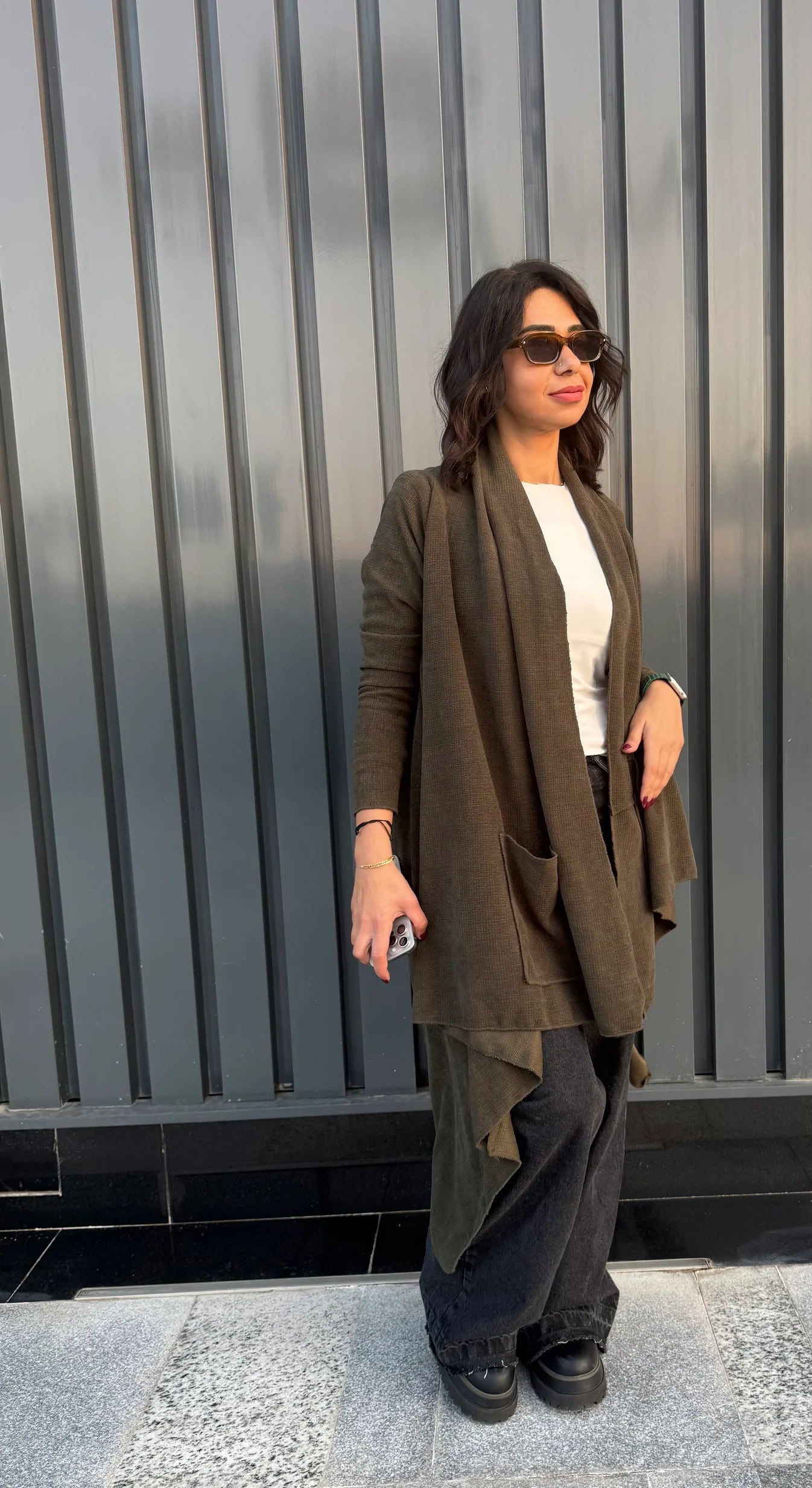 Asymmetrical knit cardigan - Jeno