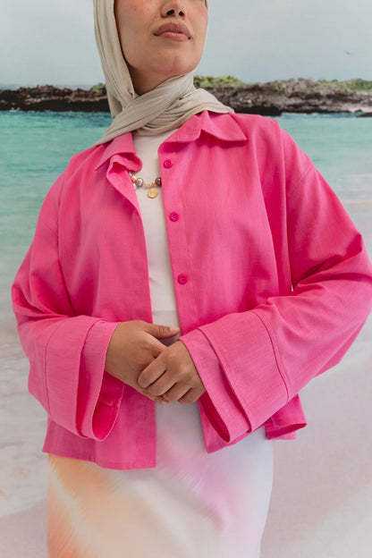 Pastel cropped linen shirt - Double anne