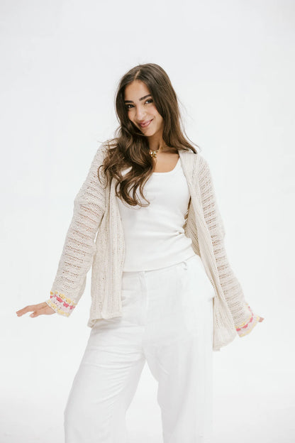 Shoreline knit cardigan - Peach and mint