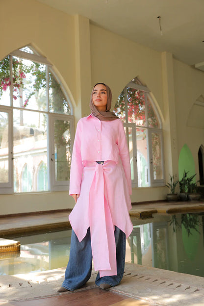 Paneled tie shirt - Yasofia