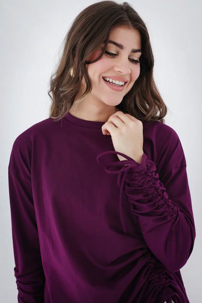 Crushed Asymmetric T-Shirt - Sara salama