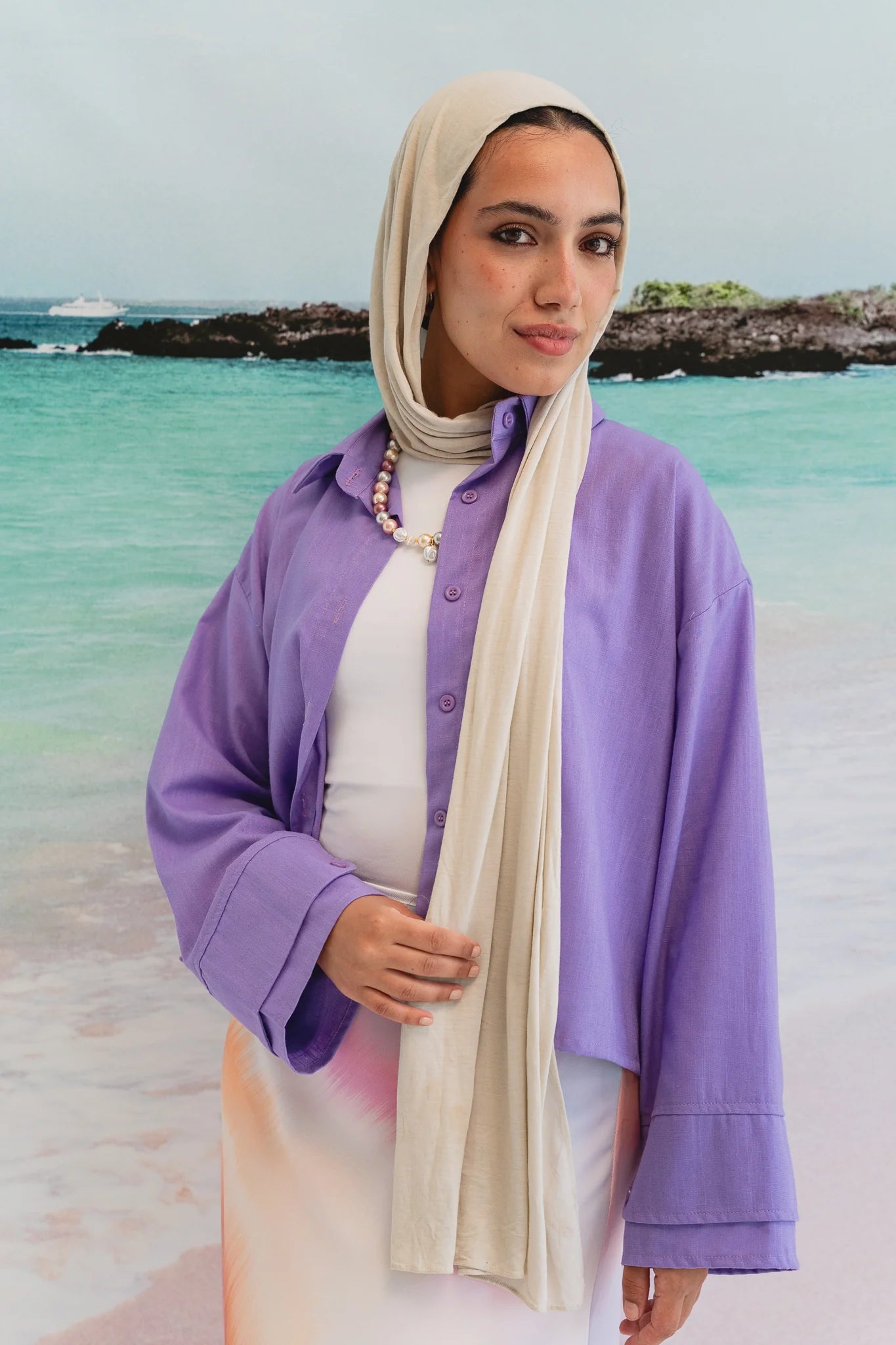 Pastel cropped linen shirt - Double anne