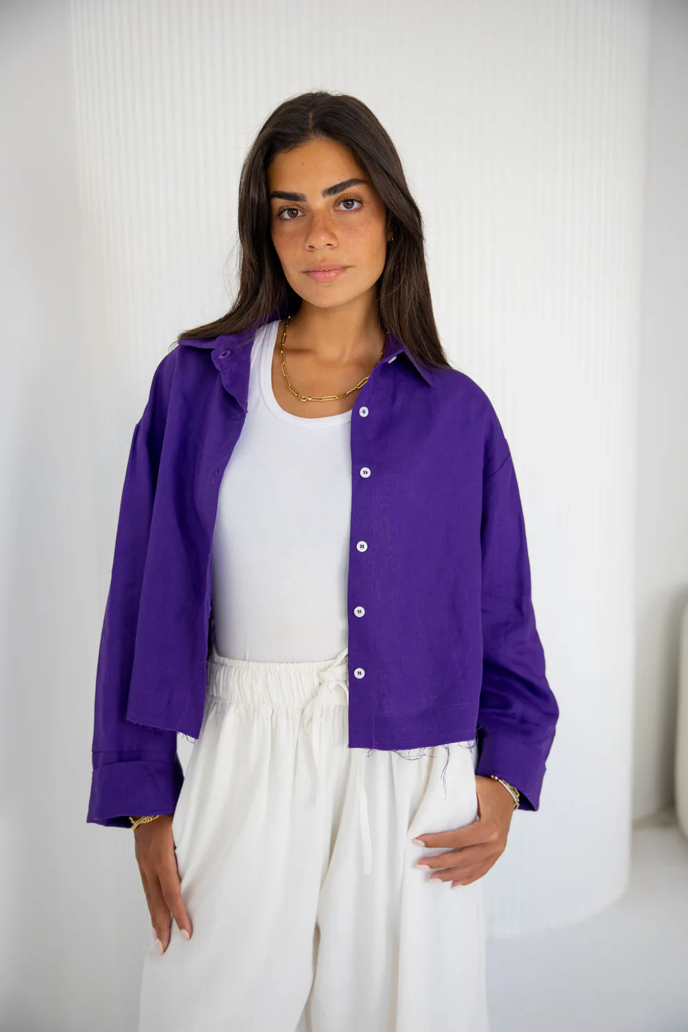 Cropped linen shirt - BA Fashion