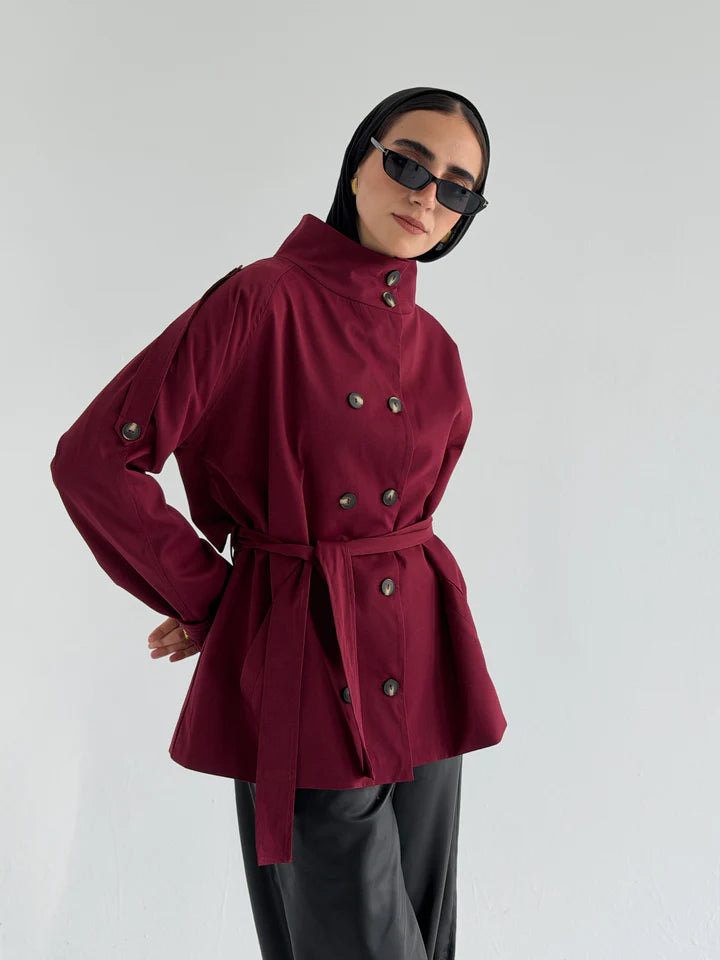 Gabradine short  trench coat - Chiffon