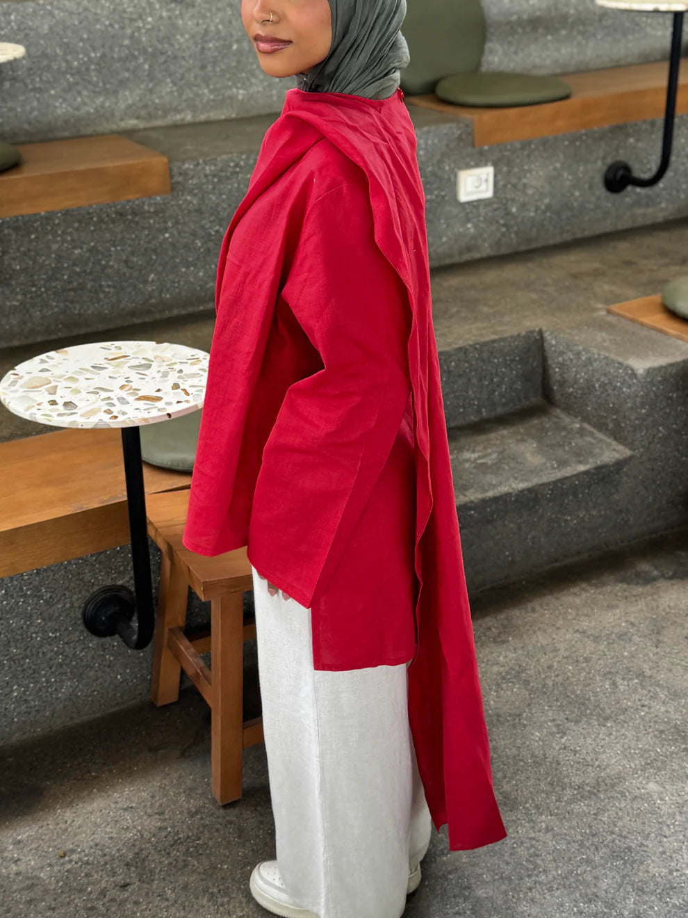 Shawl linen shirt - Dress in Samra