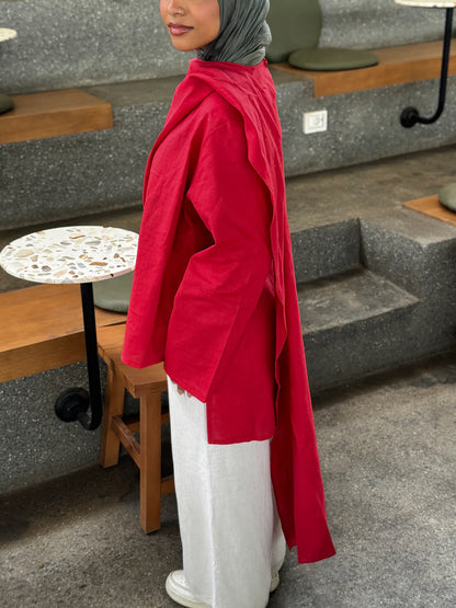 Shawl linen shirt - Dress in Samra