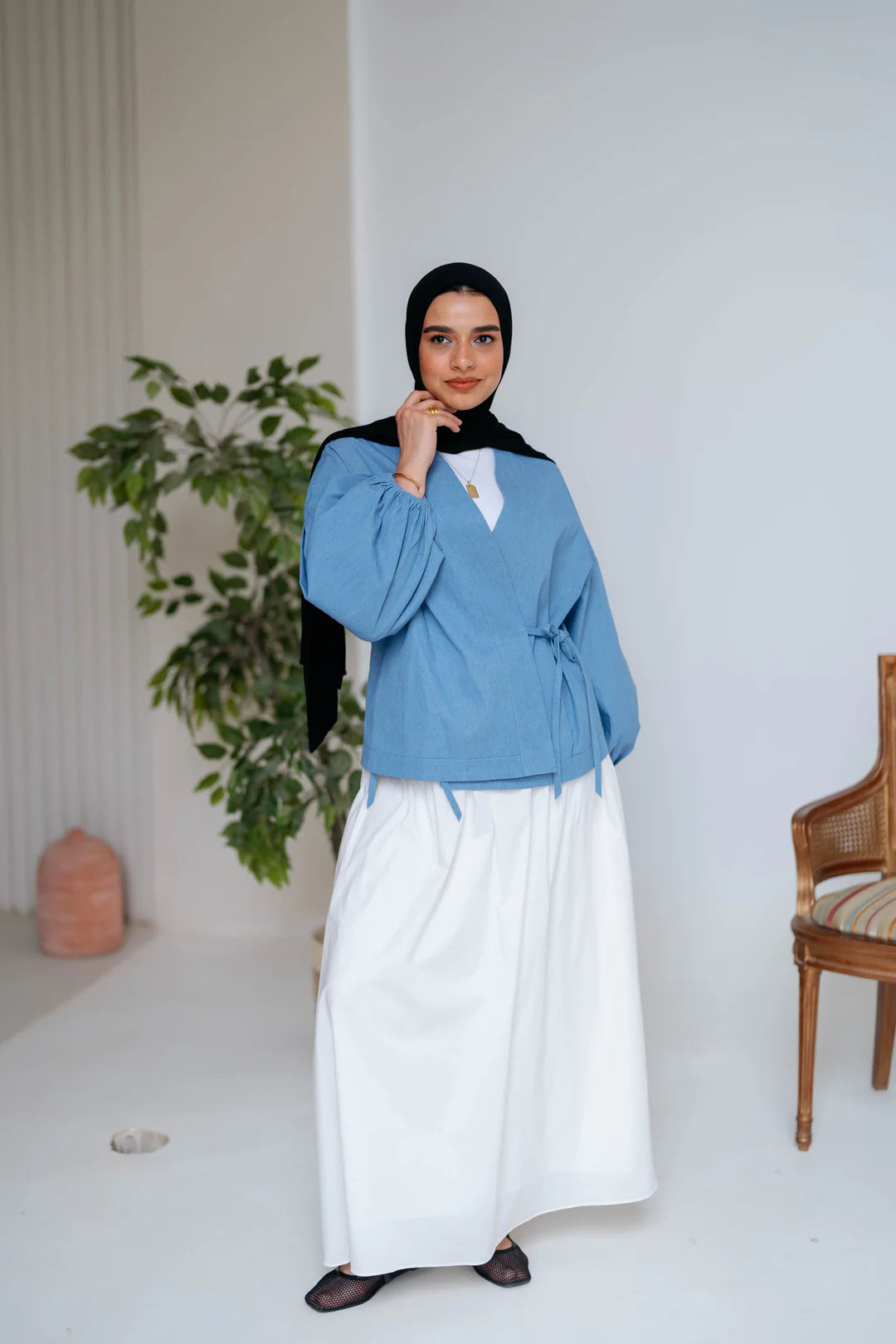 Shine Denim Blouse - jamila