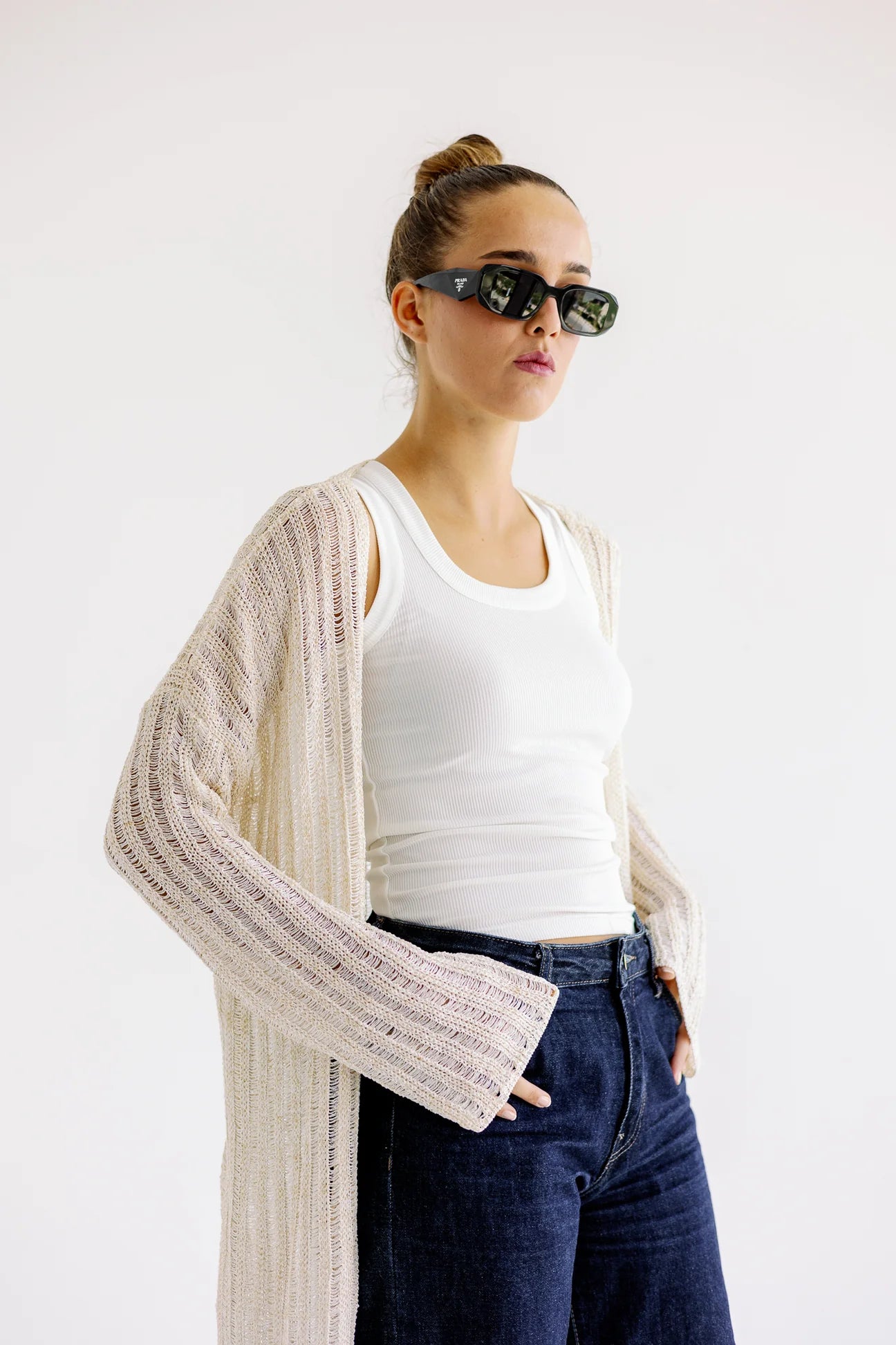Shimmery Knit Kimono - Notch