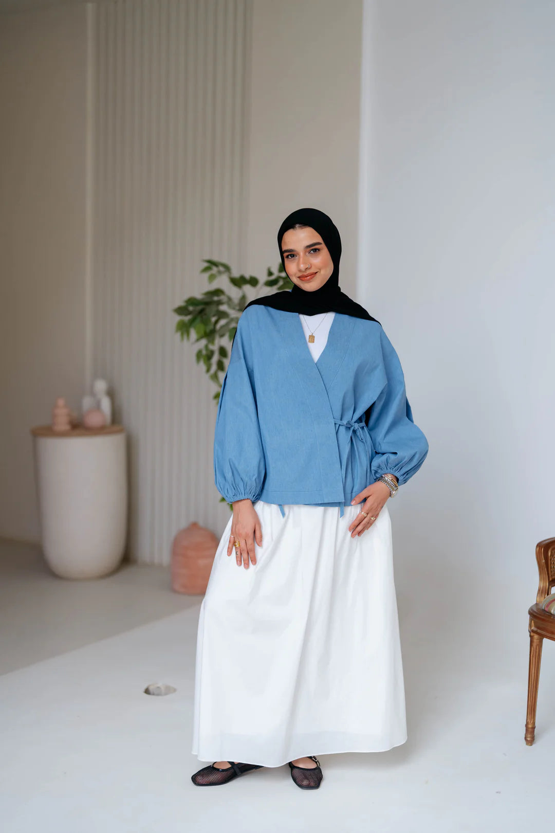 Shine Denim Blouse - jamila