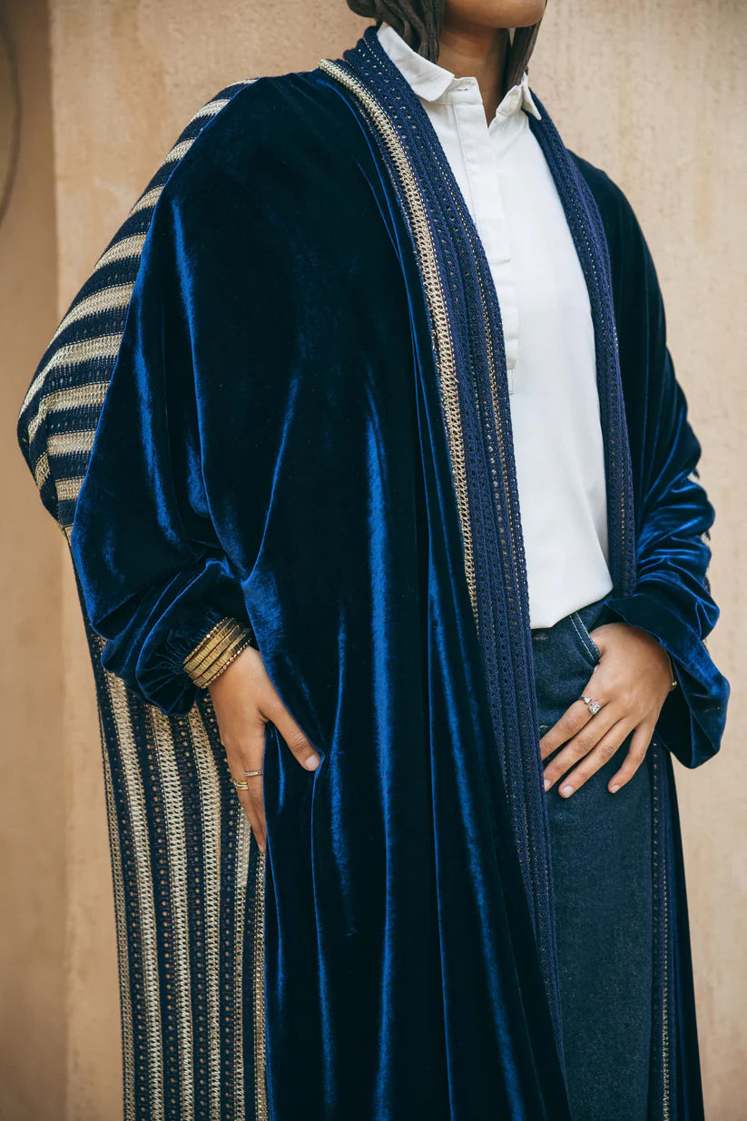 Navy velvet kaftan 3 - Taji designs