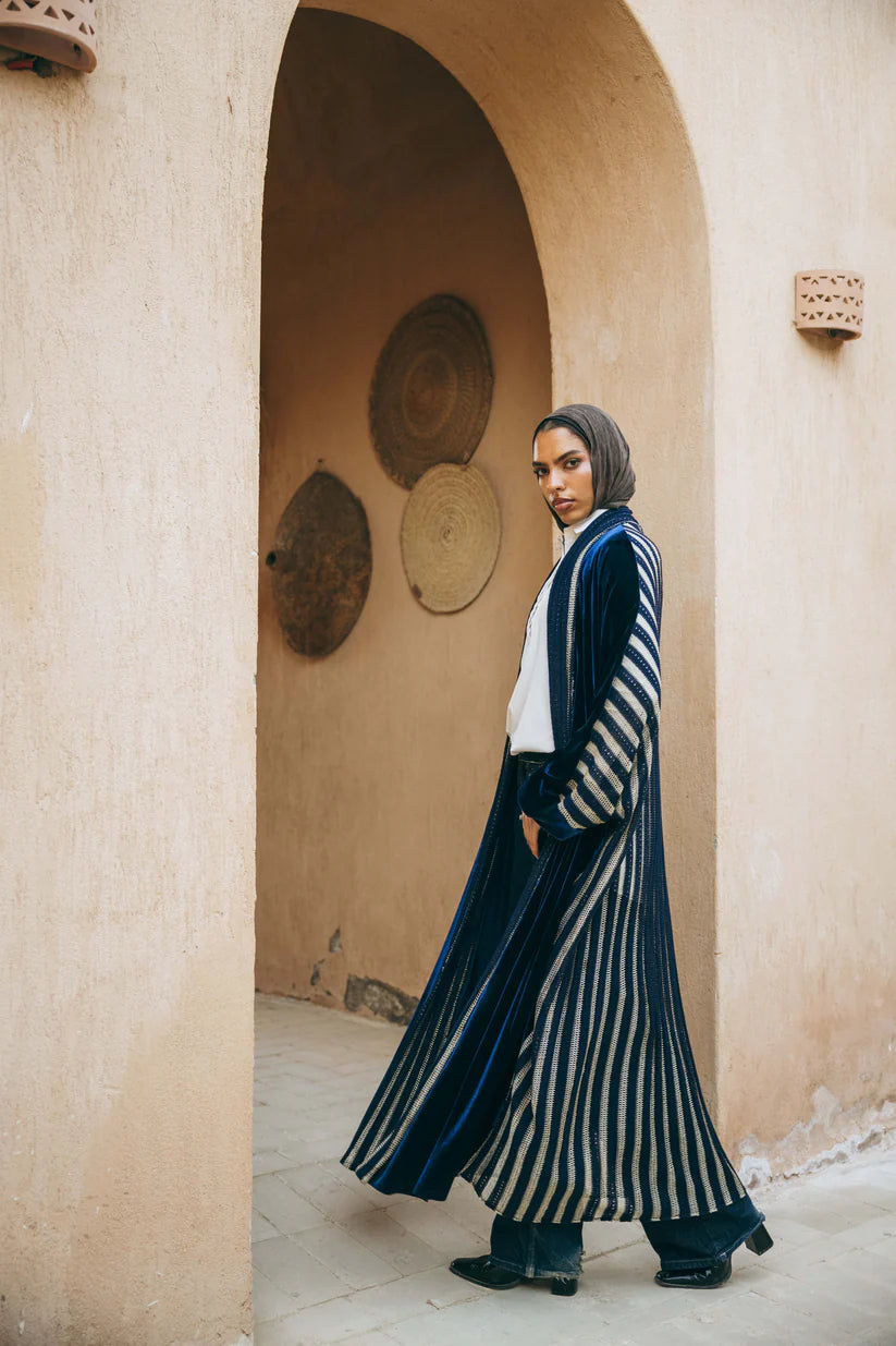 Navy velvet kaftan 3 - Taji designs