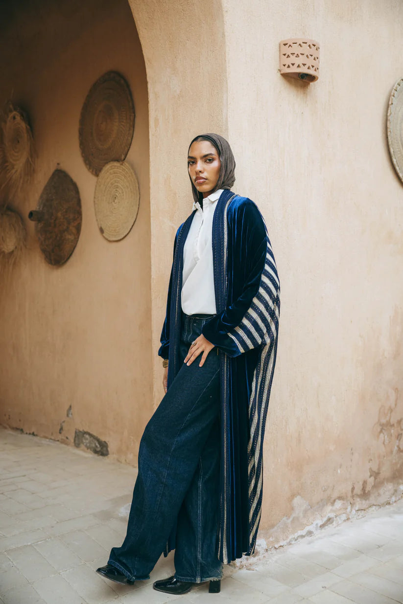 Navy velvet kaftan 3 - Taji designs