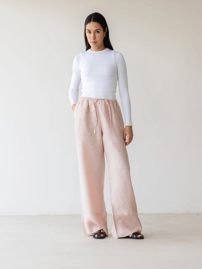 Turn-Up Linen Pants - ascia