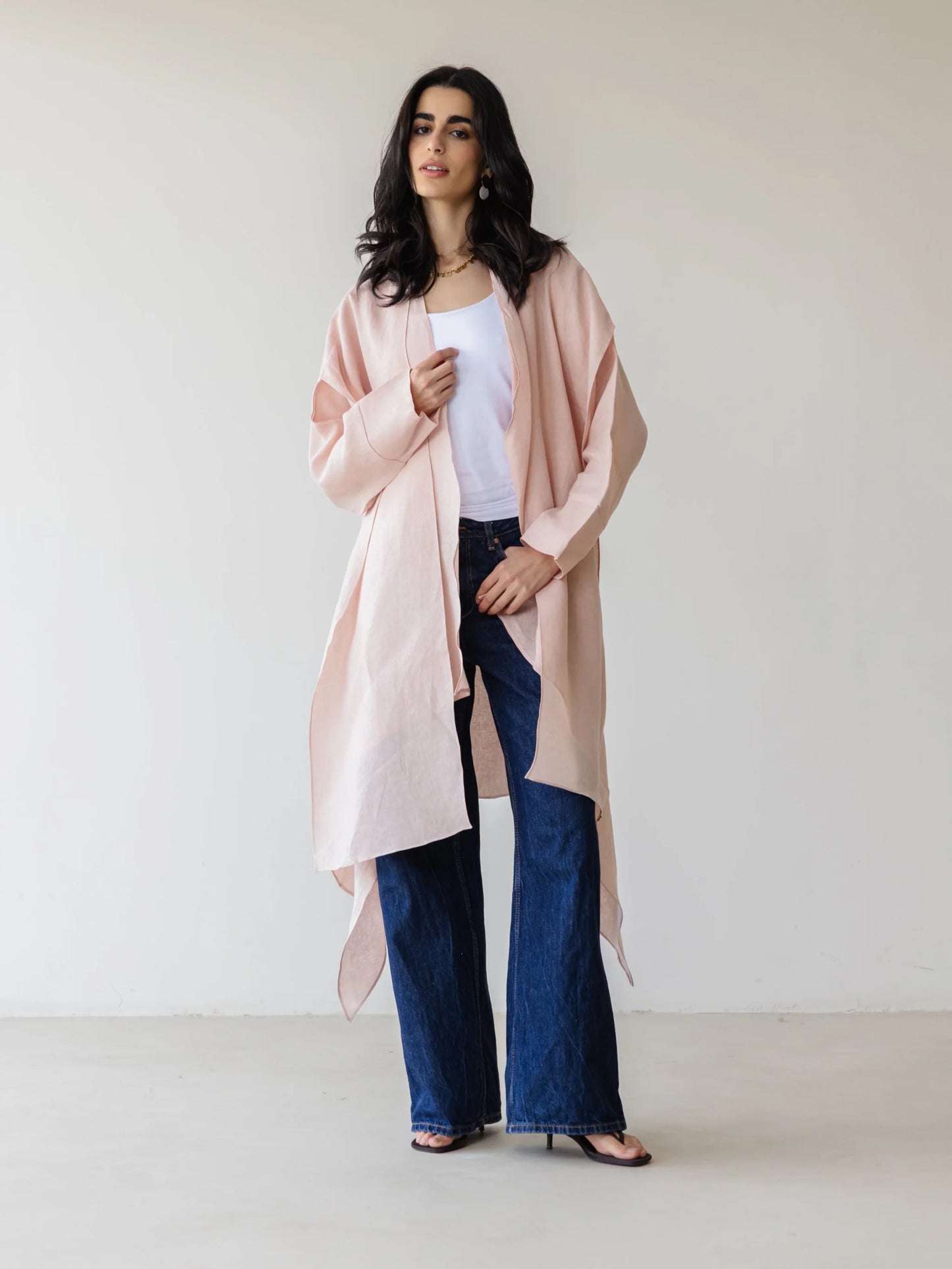 Asymmetric Linen Kimono - Ascia