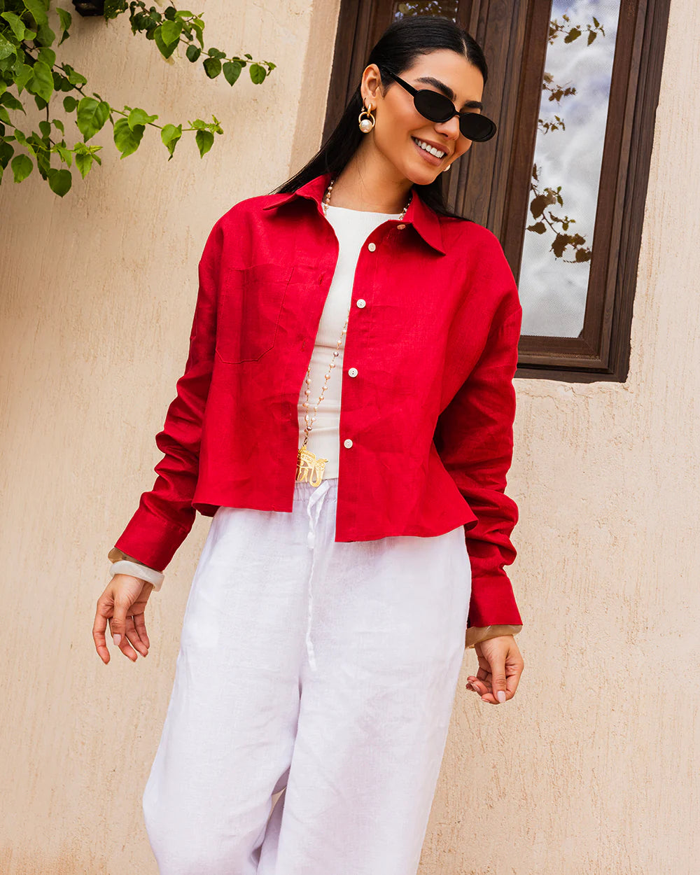 Cropped Linen Shirt - Tamaa