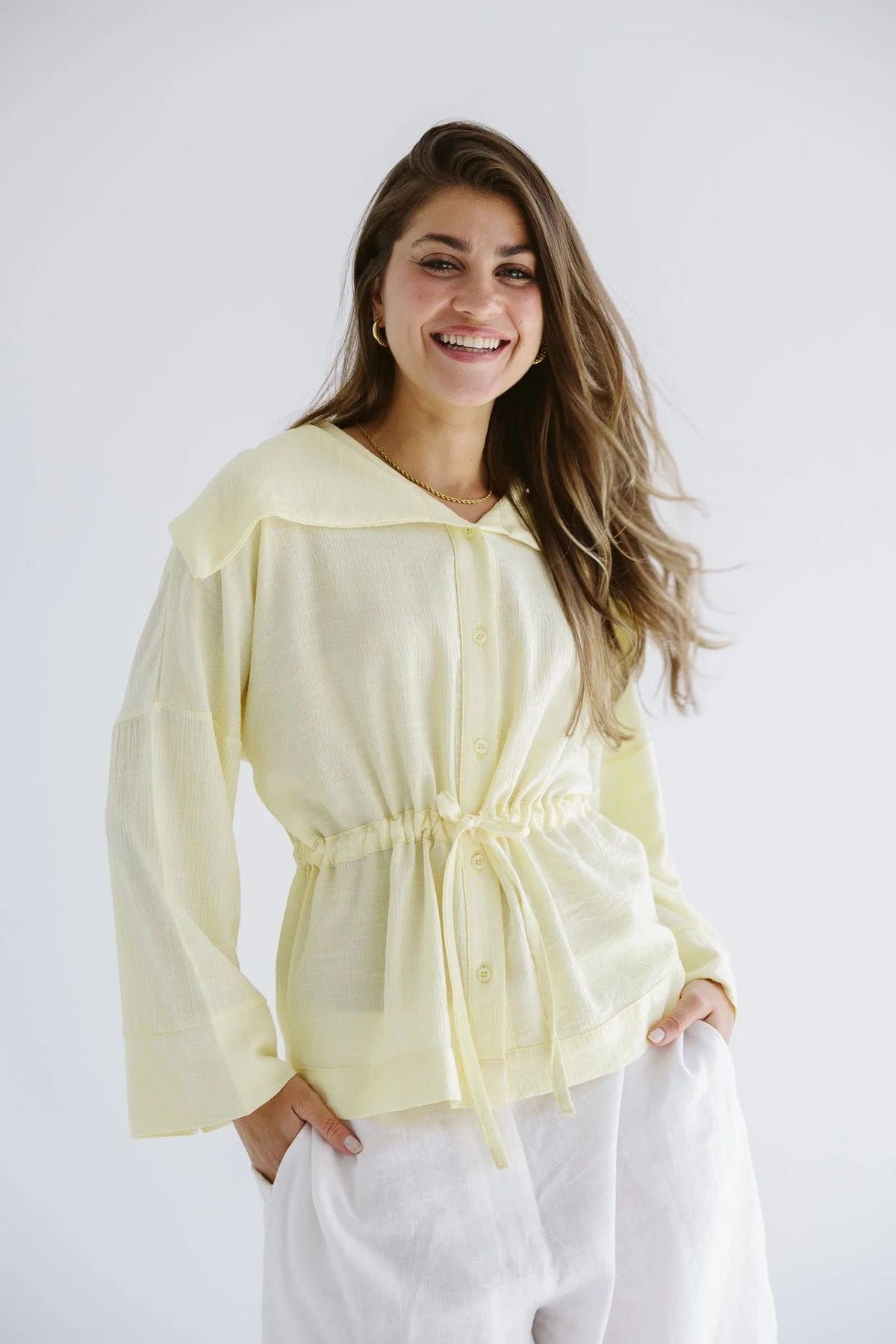 Seashell Top - AB -L/XL-Butter yellow