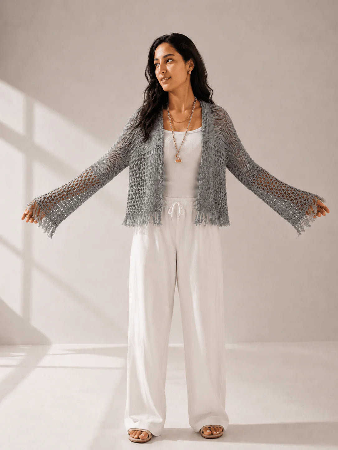 Sun Wave Shimmer Crochet Cardigan - AB Essentials