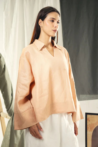 S26-T61 Oversized Blouse with V-Neck - AED