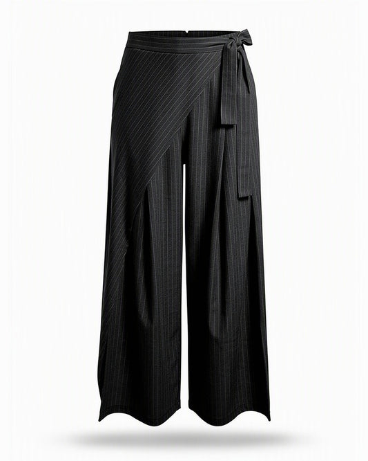 HBShop garment image: Striped Wrap Pants-Taj Sister, Black