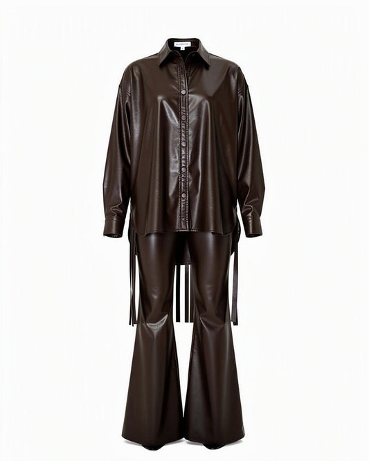 HBShop garment image: the leather fringes set - Jeno, BROWN