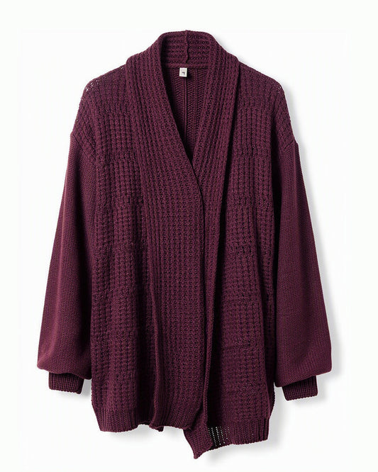 HBShop garment image: The warm hug knit cardigan - Double Anne, Burgundy