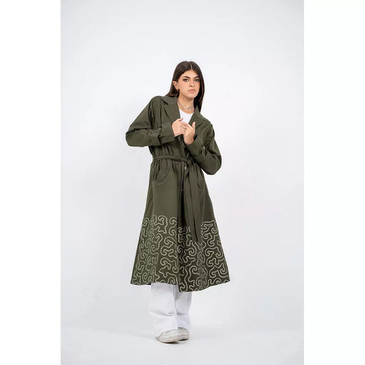embroidery trench coat olive