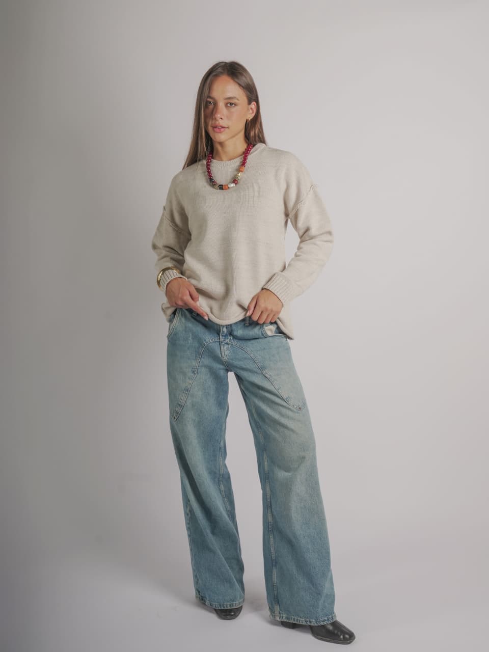 Knit plain sweater - CAJ