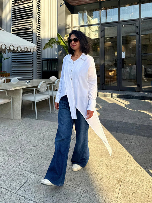 Asymmetric linen shirt - Jeno