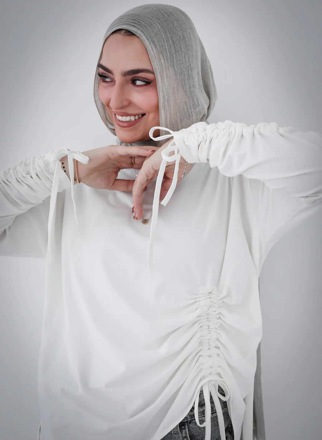 Crushed Asymmetric T-Shirt - Sara salama