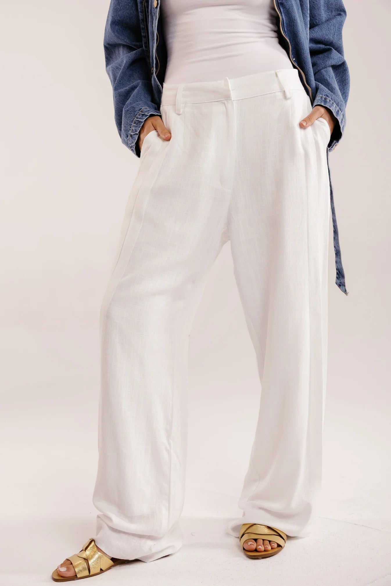Drift lienen pants - Peach and mint